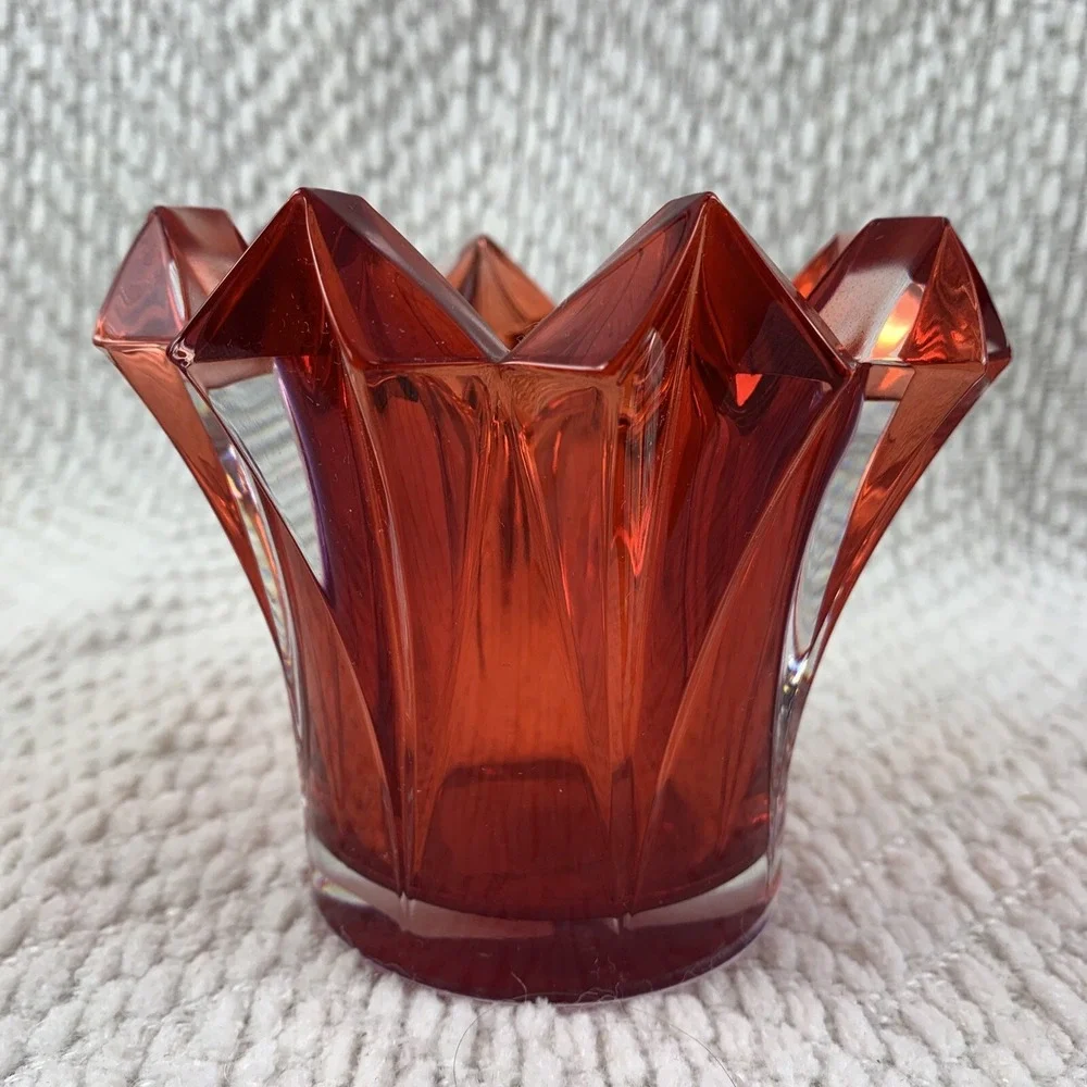Mikasa Skyline Red Votive Candle Holder‎ Heavy Lead Crystal Czech Republic 3.25